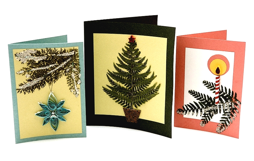 Новогодние открытки с гербарием папоротника