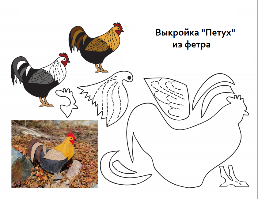 Выкройка петушка из фетра Выкройка петушка из фетра
