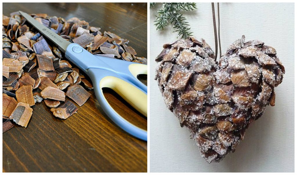 Сердце из чешуек шишки Сердце из чешуек шишки