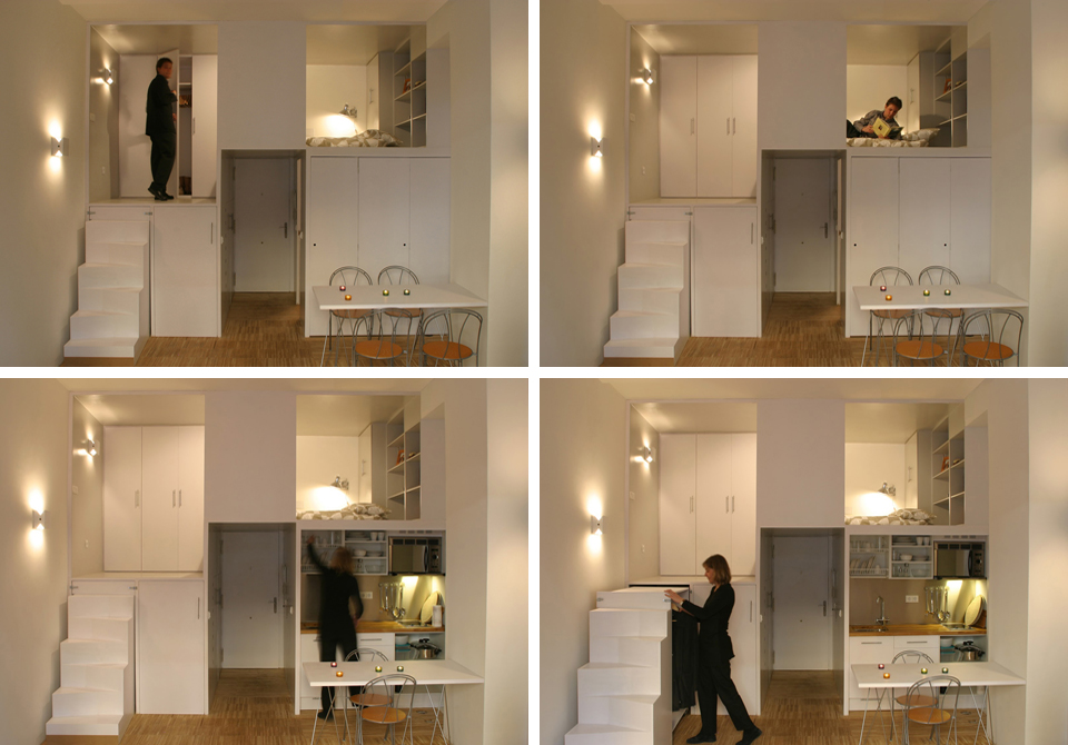 Вертикальное модульное зонирование маленькой квартиры