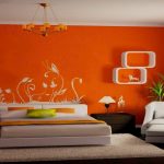 Фото 14: Оформление стен водоэмульсионной краской оранжевого цвета