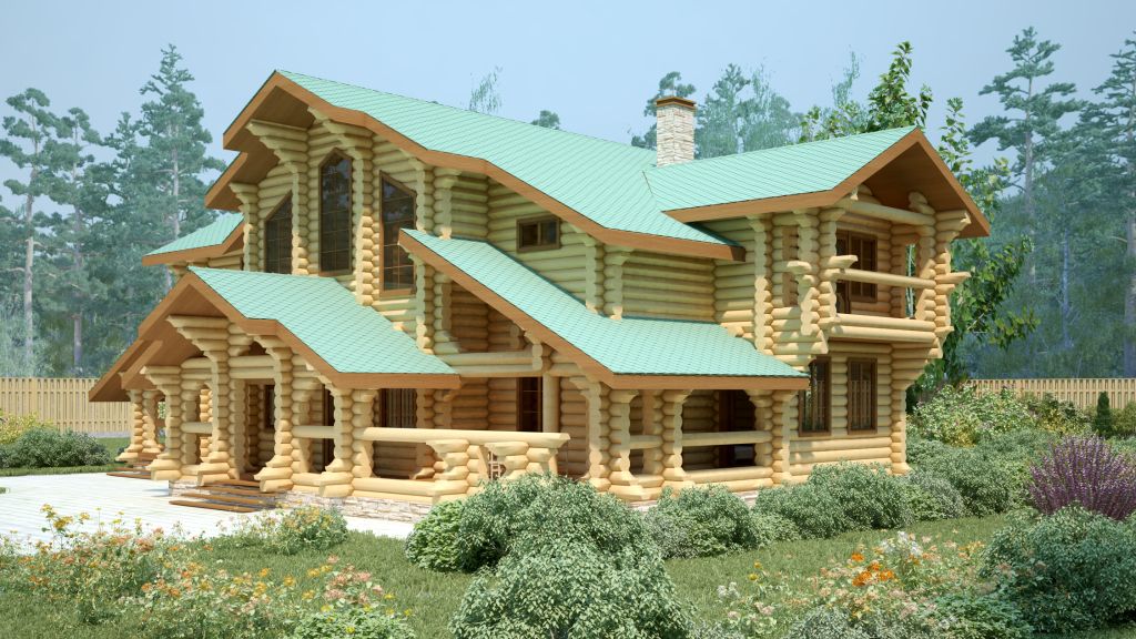 Дизайн современного дома из бревна