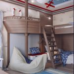 Фото 58: Кровать – чердак в виде палубы в детской в пиратском стиле