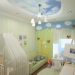 Фото 85: Потолок - небо натяжной в комнате для новорождённого