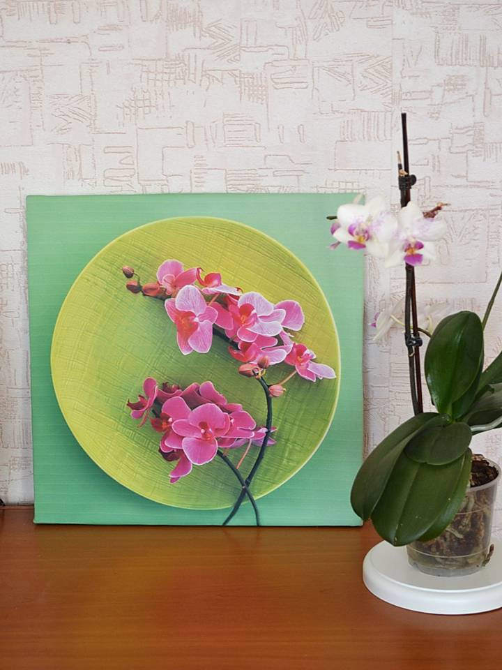 Картина из ткани орхидея