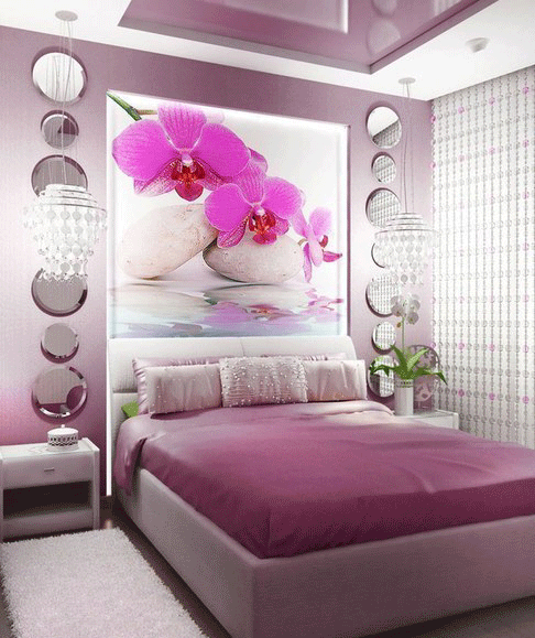 Фотообои орхидеи в спальне