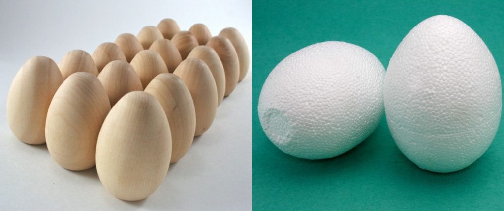 Пенопластовые и деревянные заготовки яиц