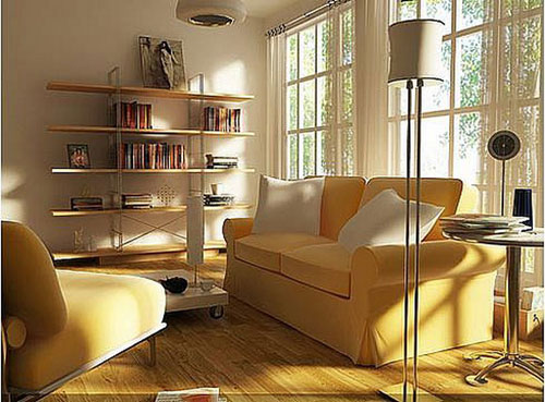 Асимметричная расстановка мебели интерьере квадратной гостиной