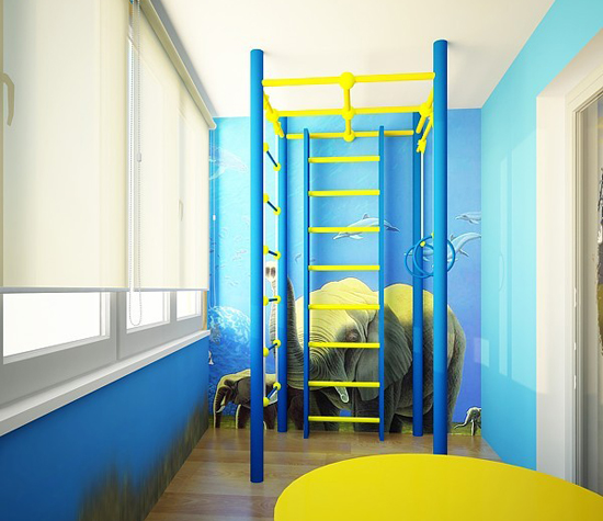 Дизайн детской комнаты на балконе