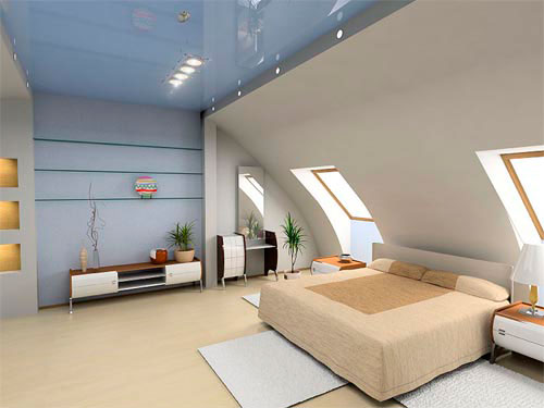 Спальня в мансарде в стиле модерн