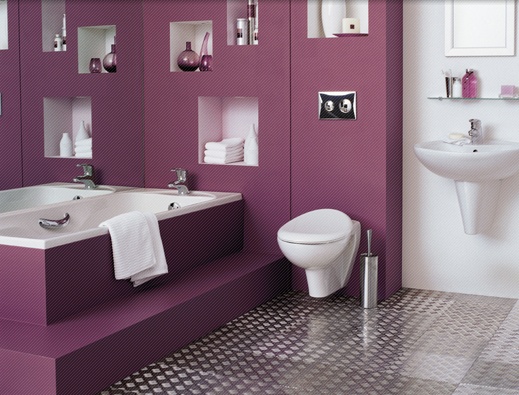 Ванная в фиолетово-пурпурном цвете