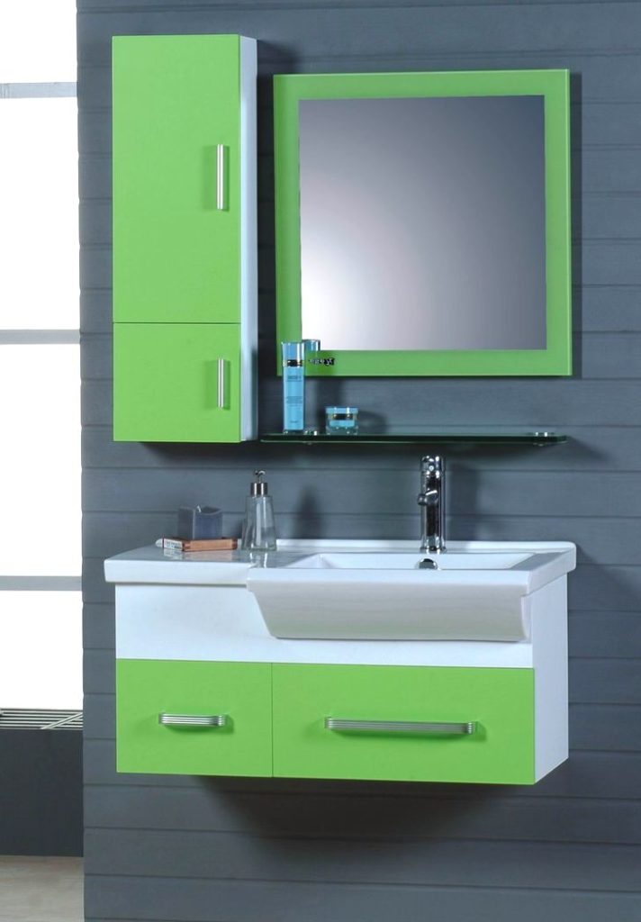 Зеленые шкафчики для ванной