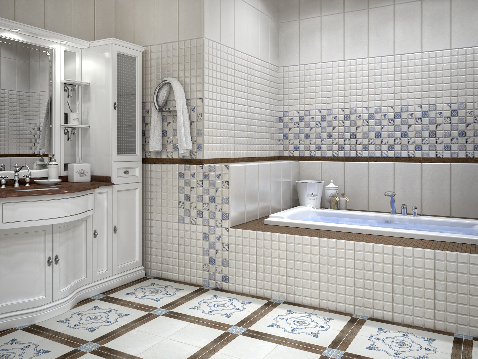Дизайн с помощью плитки в ванной