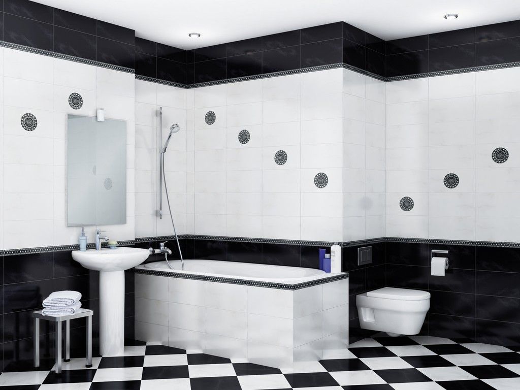 Дизайн ванной комнаты в черно-белых тонах