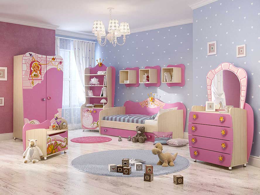 Мебель без острых углов в детской комнате для девочек
