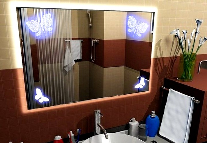 Зеркало в ванную комнату с декоративной подсветкой