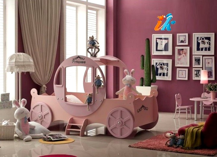 розовая кровать для девочки