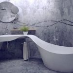 Фото 98: Дизайнерская плитка в ванной под бетон с надписями