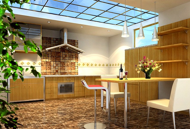 Дизайн потолка на кухне (7)