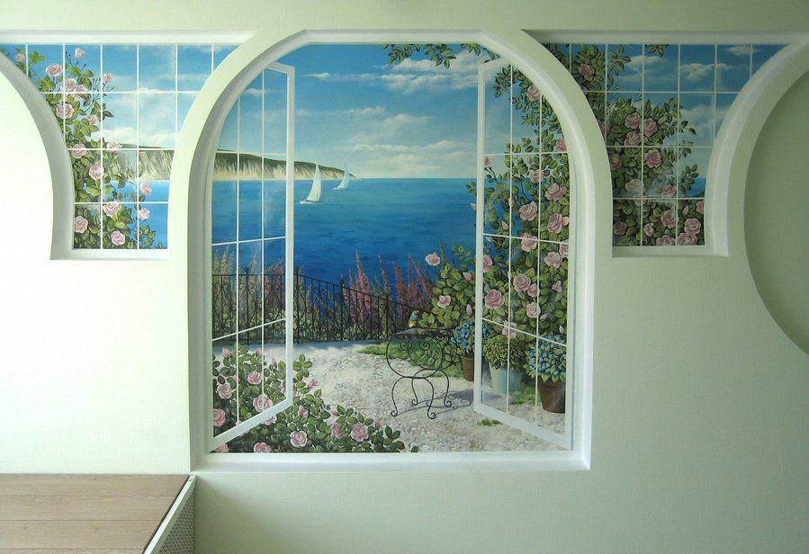 Рисунок окна на стене