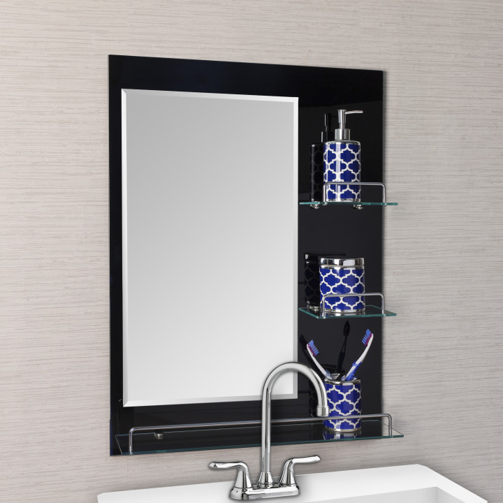 Зеркало в ванную комнату с полкой и шкафчиком