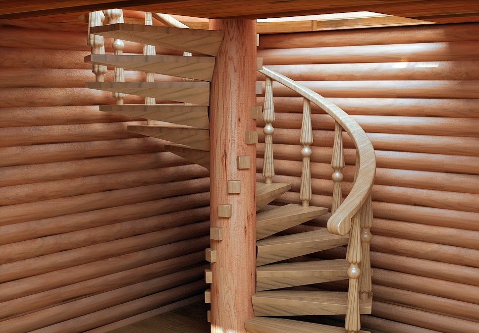 Винтовая лестница из дерева