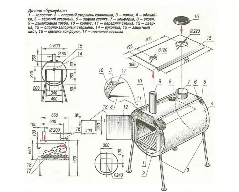 Мангал из газового баллона своими руками — чертежи с размерами, сборка