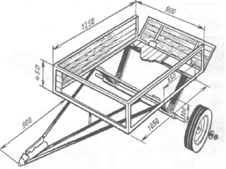 Чертеж прицепа для мотоблока