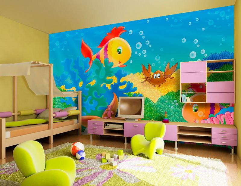 Оформление стены в детской комнате