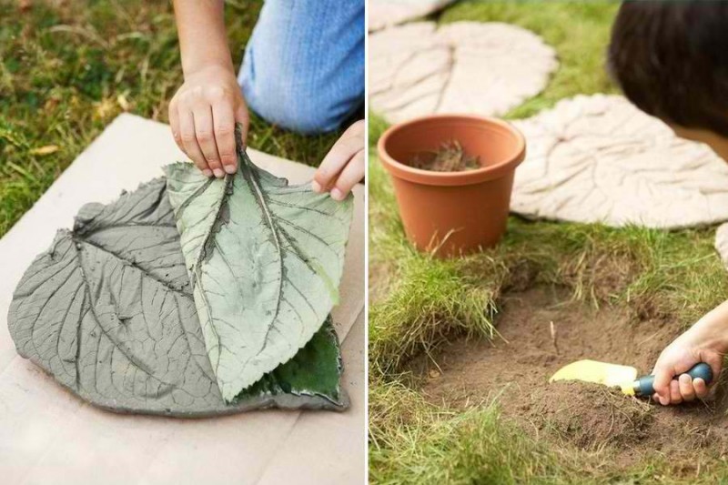 Изготовление формы садовой плитки в виде листьев