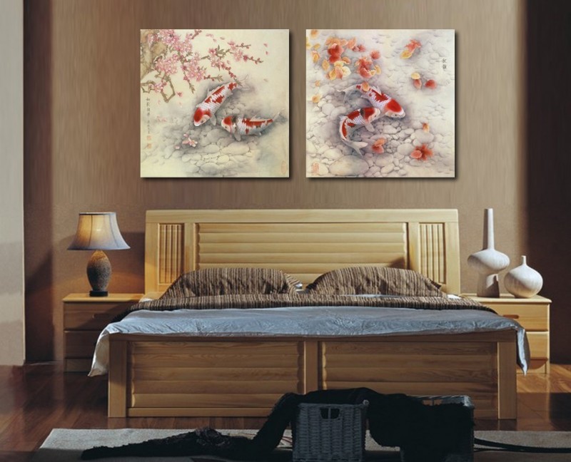 Картины в китайском стиле в интерьере спальни