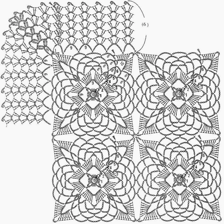 Скатерть крючком на квадратный стол схемы и описание