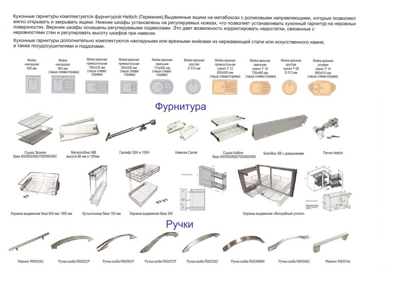 Варианты фурнитуры для кухни