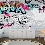 Фото 47: Фотообои с граффити в комнате подростка