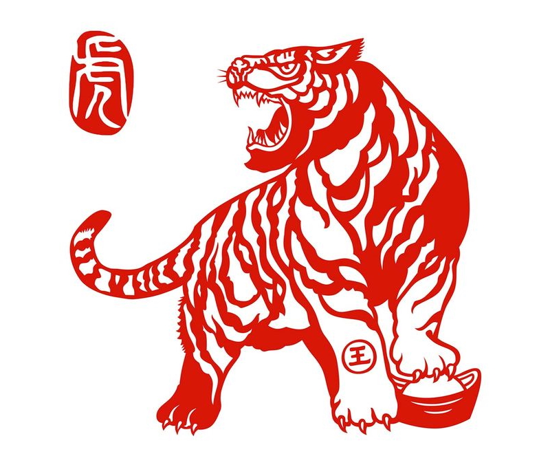 Китайская вытынанка с тигром На Новый Год 2022