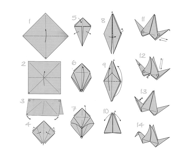 Схема птички в технике оригами