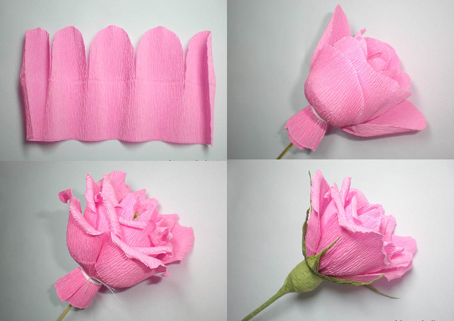 Изготовление розы из гофрированной бумаги