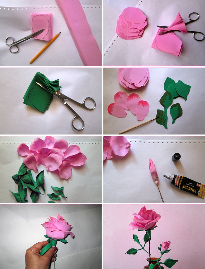 Изготовление розы из цветной бумаги