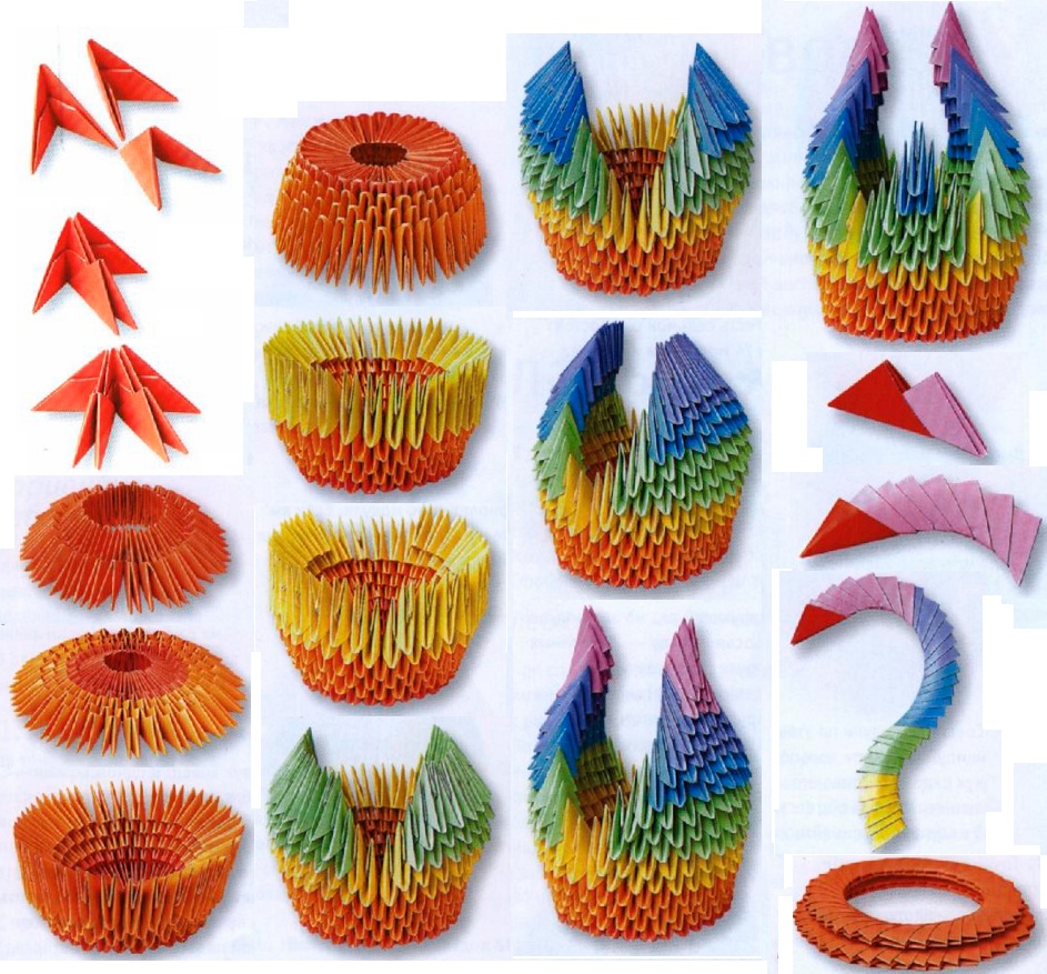 Изготовление лебедя-вазы оригами