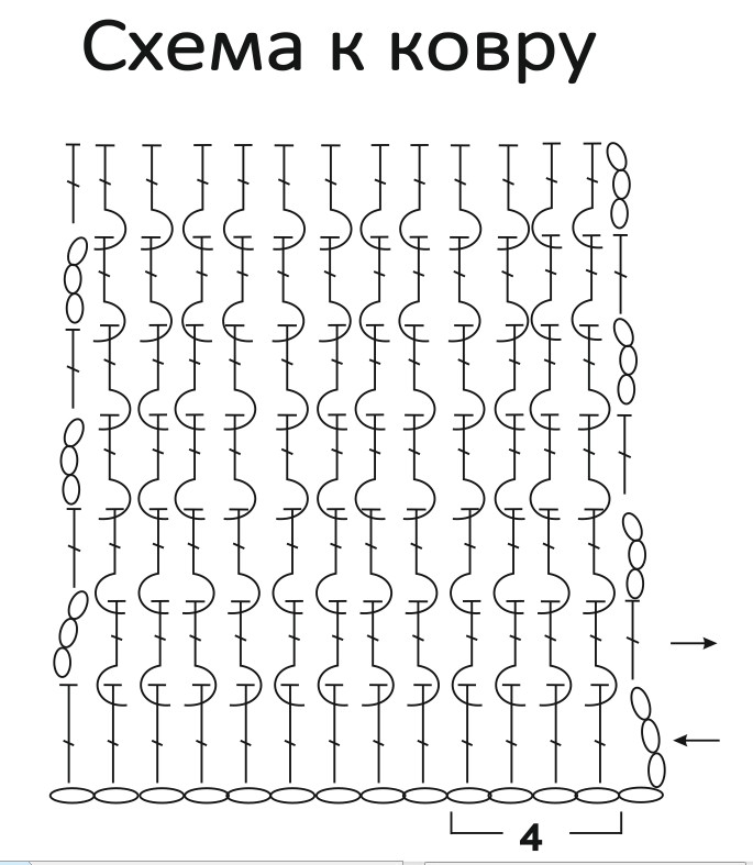 Схема вязания прямоугольного ковра