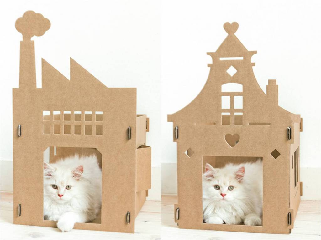 Домик из картона для кошек