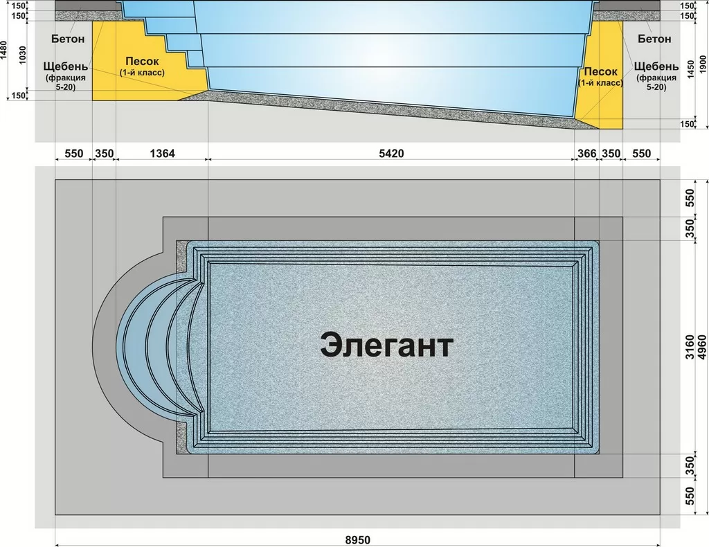 Чертеж бассейна проект бассейна