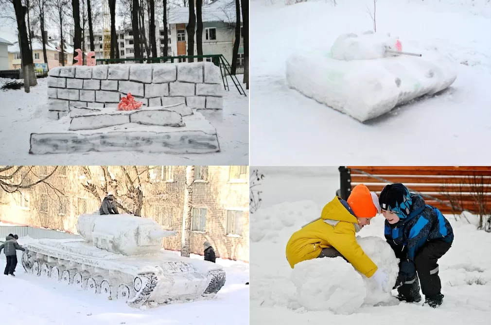 Лепить фигуры из снега на День Защитника Отечества 23 февраля своими руками