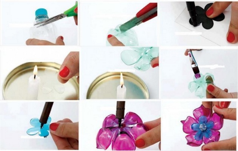 Как сделать цветы из пластиковых бутылок своими руками
