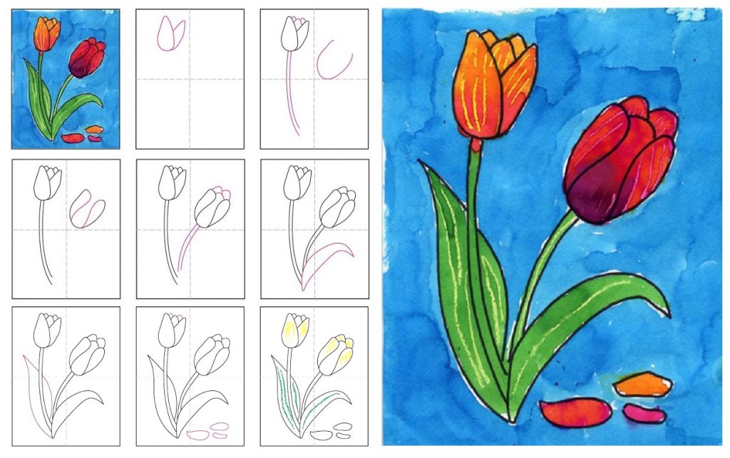 Как нарисовать тюльпаны карандашом поэтапно. Цветы для рисования детям. Поэтапное рисование тюльпана. Весенние цветы изо. Рисование с дошкольниками тюльпанов.