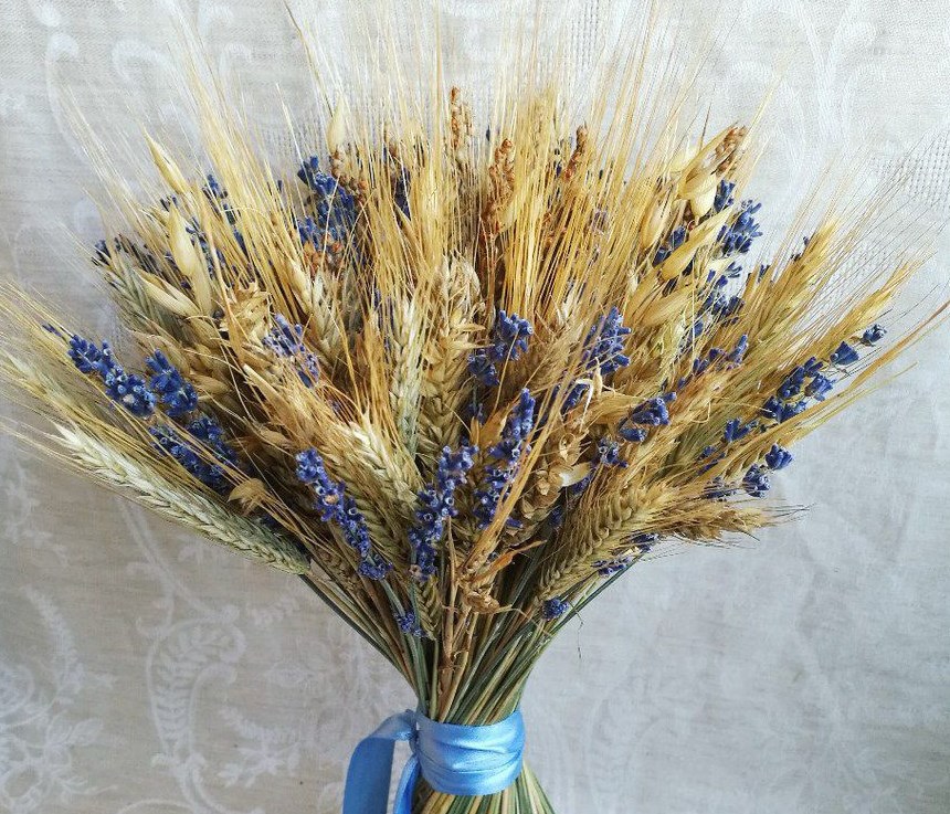 Букет из пшеницы и лаванды