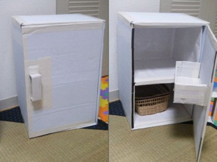Холодильник из картона для кукол