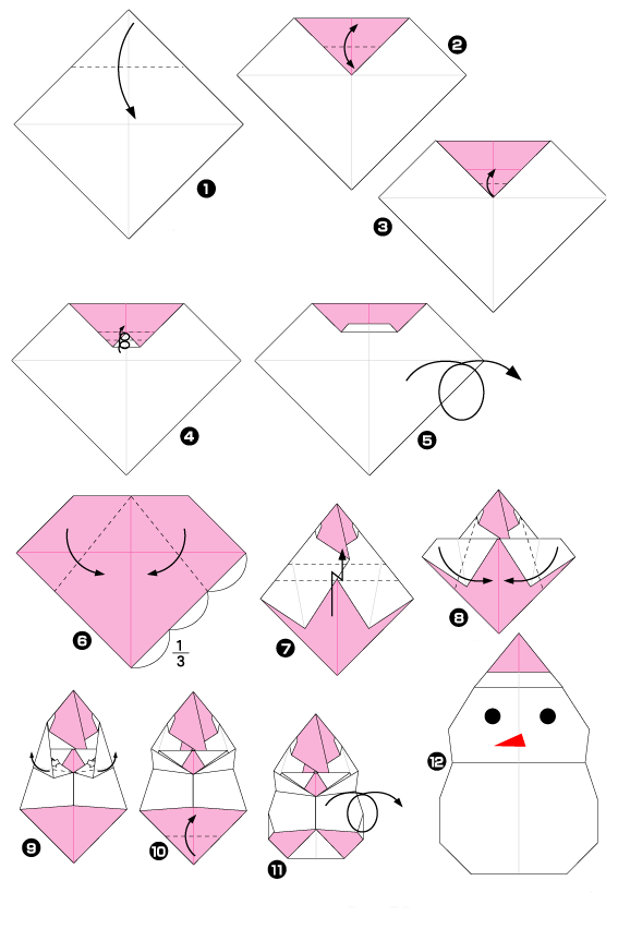 Снеговик оригами