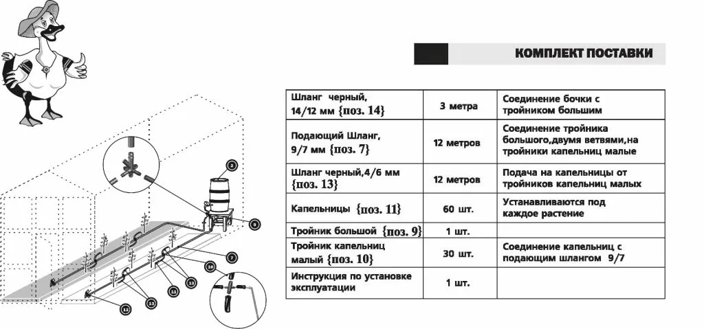 Расположение элементов системы Аква Дуся