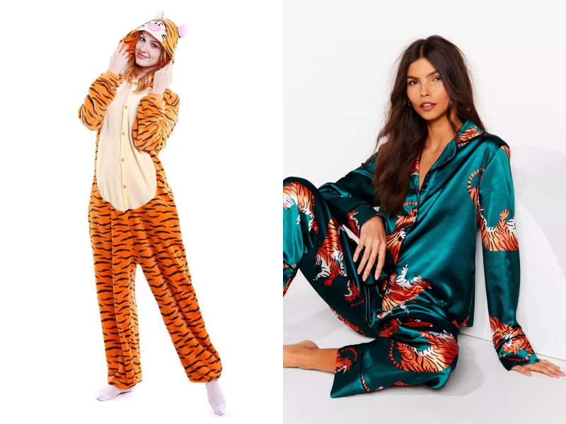 Пижамы с тигром новогодние